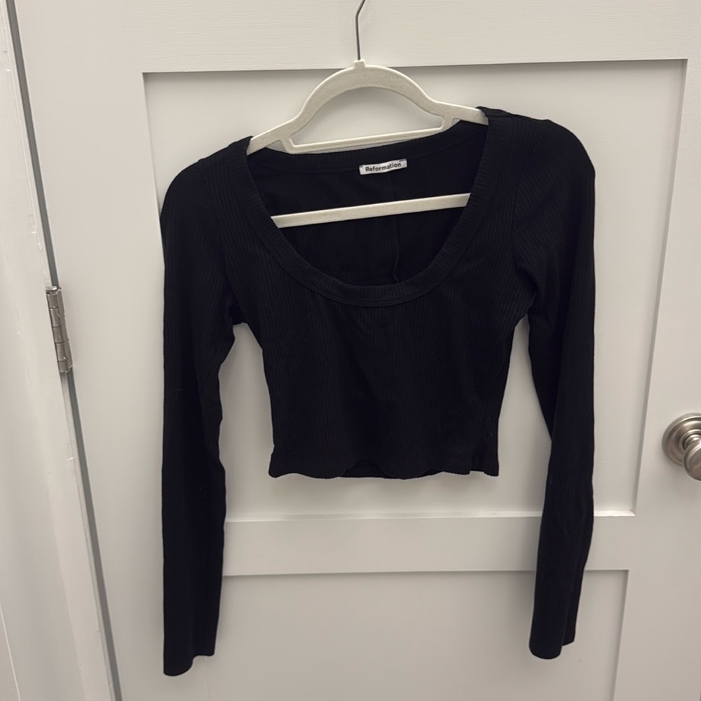 REFORMATION Cropped Scoop Neck Long Sleeve S